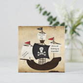 Uitnodigingen voor themathemapartement Pirate ship (Staand voorkant)