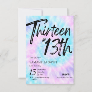 Uitnodigingen voor Tie Dye Sweet 13e verjaardag