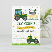 Uitnodigingen voor Tractor Birthday Party (Staand voorkant)