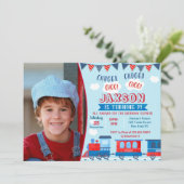 Uitnodigingen voor treinverjaardagsfeestjes (Staand voorkant)