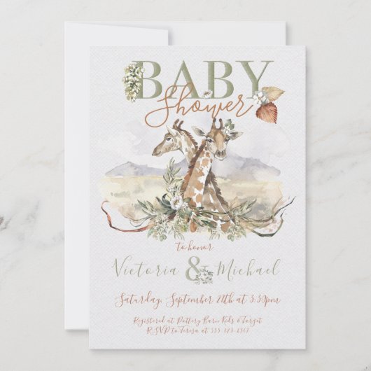 Uitnodigingen voor Tropisch Oerwoud Giraffe Baby S (Voorkant)