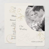 Uitnodigingen voor trouwfoto's - Elegant  ivoor (Voorkant / Achterkant)