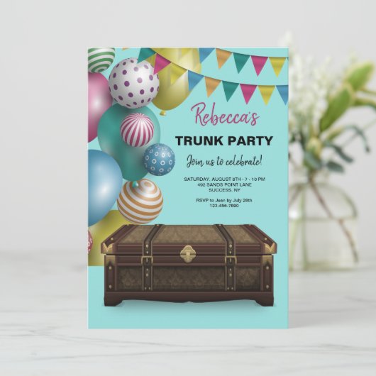 Uitnodigingen voor trunkparty (Staand voorkant)