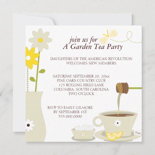 Uitnodigingen voor tuinthee-partij (Voorkant)