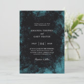 uitnodigingen voor turquoise en zwarte bruiloft (Staand voorkant)