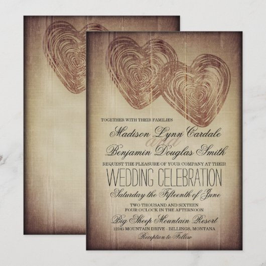 Uitnodigingen voor tweekleurig houtwuwgoed in Oost (Voorkant / Achterkant)