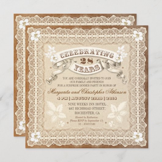 Uitnodigingen voor typografische viering kant (Voorkant / Achterkant)