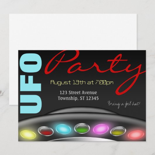 Uitnodigingen voor UFO-feesten (Voorkant / Achterkant)