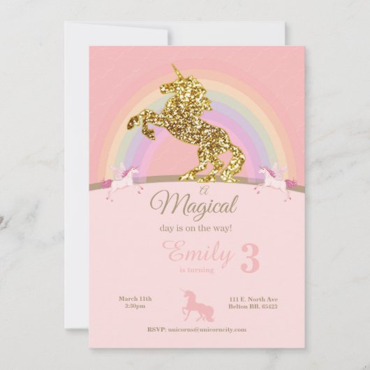 Uitnodigingen voor Unicorn-verjaardag (Voorkant)