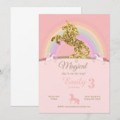 Uitnodigingen voor Unicorn-verjaardag (Voorkant / Achterkant)