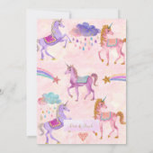 Uitnodigingen voor Unicorn-verjaardagsfeest (Achterkant)