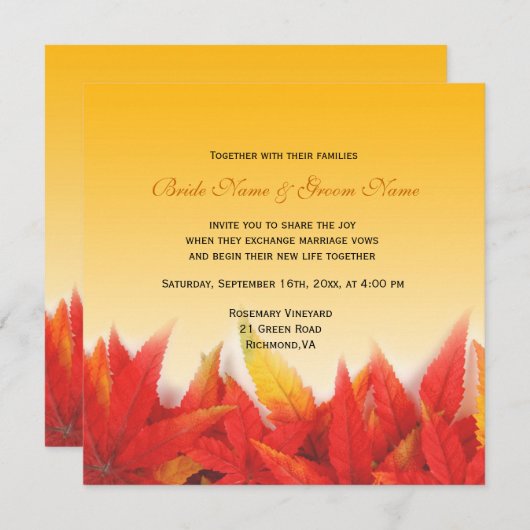 Uitnodigingen voor  valbruiloft (Voorkant / Achterkant)