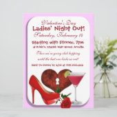 Uitnodigingen voor Valentijnsdag Dames in de nacht (Staand voorkant)