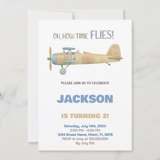 Uitnodigingen voor verjaardag van het vliegtuig (Voorkant)