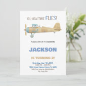 Uitnodigingen voor verjaardag van het vliegtuig (Staand voorkant)