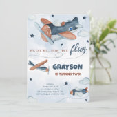 Uitnodigingen voor verjaardag van het vliegtuig (Staand voorkant)
