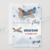 Uitnodigingen voor verjaardag van het vliegtuig (Voorkant)