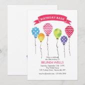 Uitnodigingen voor verjaardagsballonnen (Voorkant / Achterkant)