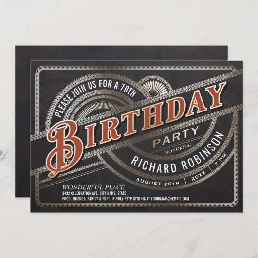 Uitnodigingen voor verjaardagsfeest in mannen - Re (Voorkant / Achterkant)