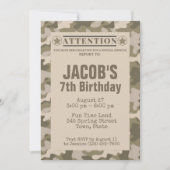 Uitnodigingen voor verjaardagsfeest met legercamou (Voorkant)