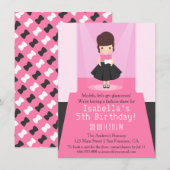 Uitnodigingen voor verjaardagsfeest met modeshow o (Voorkant / Achterkant)