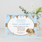 Uitnodigingen voor verjaardagsfeest voor puppy's (Staand voorkant)