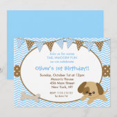 Uitnodigingen voor verjaardagsfeest voor puppy's (Voorkant / Achterkant)