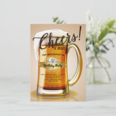 Uitnodigingen voor verjaardagsfeestje met bier (Staand voorkant)