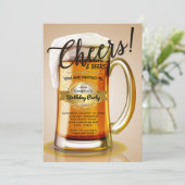 Uitnodigingen voor verjaardagsfeestje met bier (Staand voorkant)