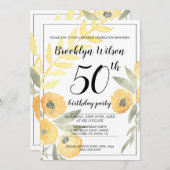 Uitnodigingen voor verjaardagsfeestje met gele blo (Voorkant / Achterkant)