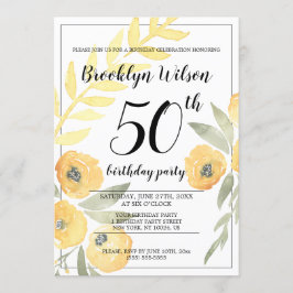 Uitnodigingen voor verjaardagsfeestje met gele blo