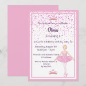 Uitnodigingen voor verjaardagsfeestjes Ballerina e (Voorkant / Achterkant)