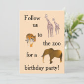 Uitnodigingen voor verjaardagsfeestjes in dierentu (Staand voorkant)