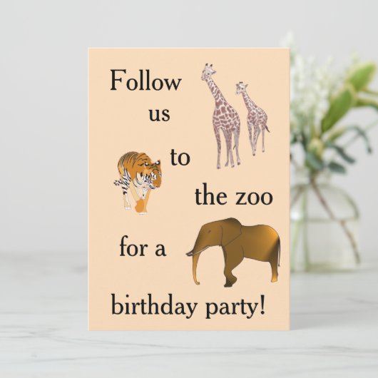 Uitnodigingen voor verjaardagsfeestjes in dierentu (Staand voorkant)