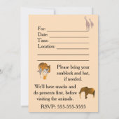 Uitnodigingen voor verjaardagsfeestjes in dierentu (Achterkant)