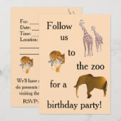 Uitnodigingen voor verjaardagsfeestjes in dierentu (Voorkant / Achterkant)