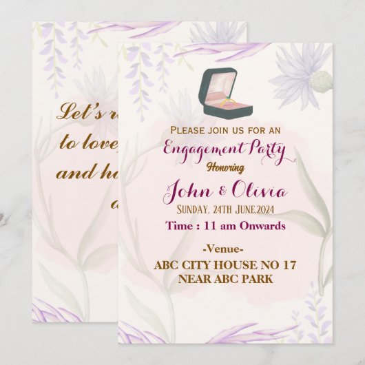 Uitnodigingen voor verloving (Voorkant / Achterkant)