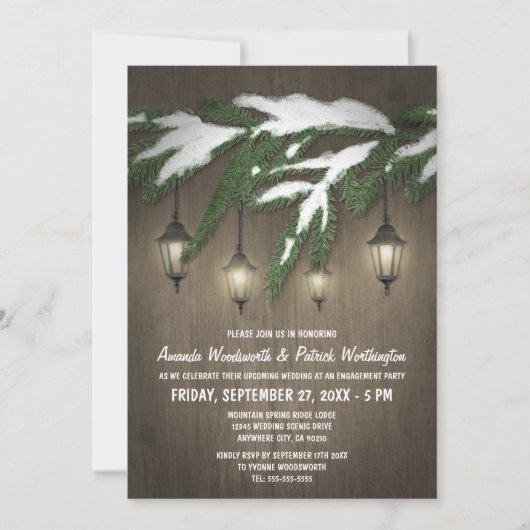 Uitnodigingen voor verlovingsfeest met altijdgroen (Voorkant)