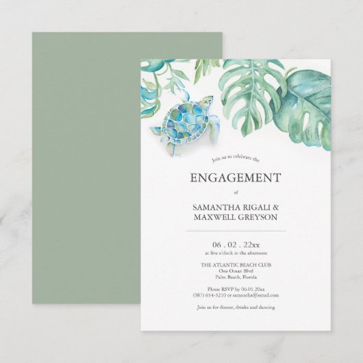 Uitnodigingen voor verlovingsfeest Tropische Zeesc (Voorkant / Achterkant)