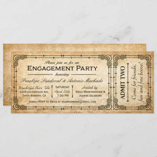 Uitnodigingen voor  verlovingsfeesten II (Voorkant / Achterkant)