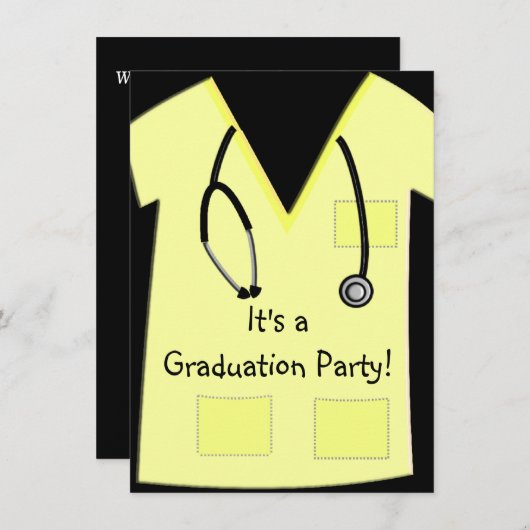 Uitnodigingen voor verpleegkundige verzorging Gele (Voorkant / Achterkant)