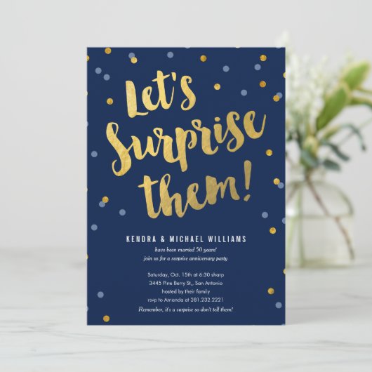 Uitnodigingen voor verrassingspartij voor koppel (Staand voorkant)