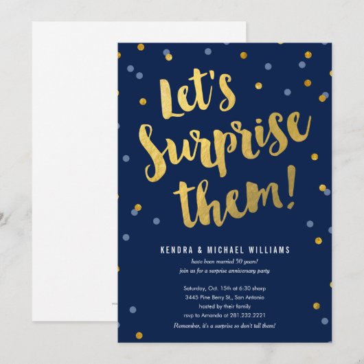 Uitnodigingen voor verrassingspartij voor koppel (Voorkant / Achterkant)