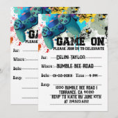 Uitnodigingen voor videogamefeestjes voor jongens (Voorkant / Achterkant)