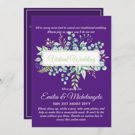 Uitnodigingen voor virtuele live streaming van tro (Voorkant / Achterkant)