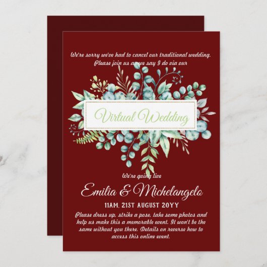 Uitnodigingen voor virtuele live streaming van tro (Voorkant / Achterkant)