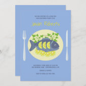 Uitnodigingen voor visfrituur dinerfeest (Voorkant / Achterkant)