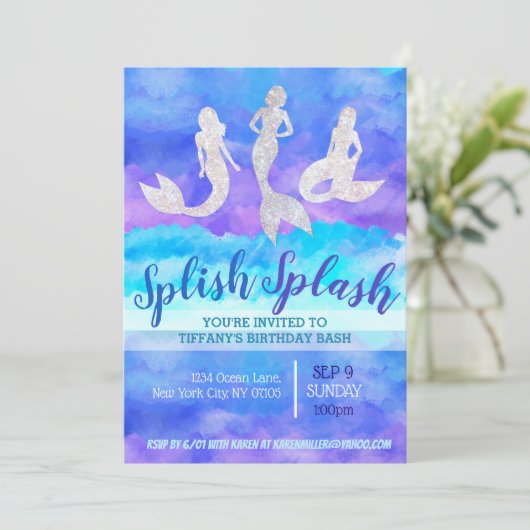 Uitnodigingen voor volwassenen zeemeerminnen (Staand voorkant)