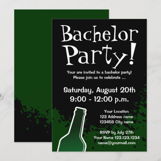 Uitnodigingen voor vrijgezellenfeest | Aangepaste (Voorkant / Achterkant)