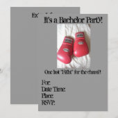 Uitnodigingen voor vrijgezellenfeest met boks hand (Voorkant / Achterkant)